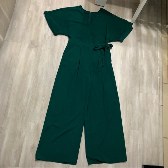 Forever 21 Emerald Dark Green Jumpsuit Sz L - Picture 4 of 10